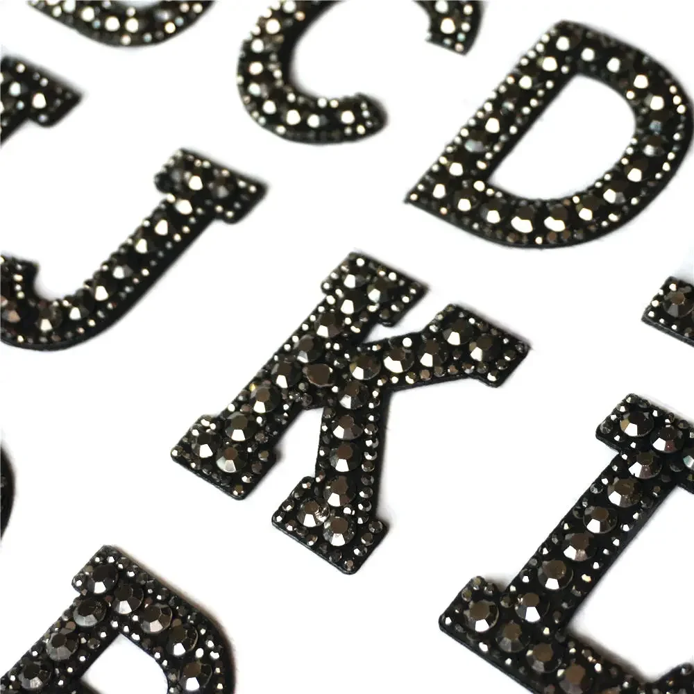 Large Black Letters Alphabet Embroidered Iron On Patches For Clothing  Jacket Sew On Accessories Diy Name Patch Applique - Patches - AliExpress