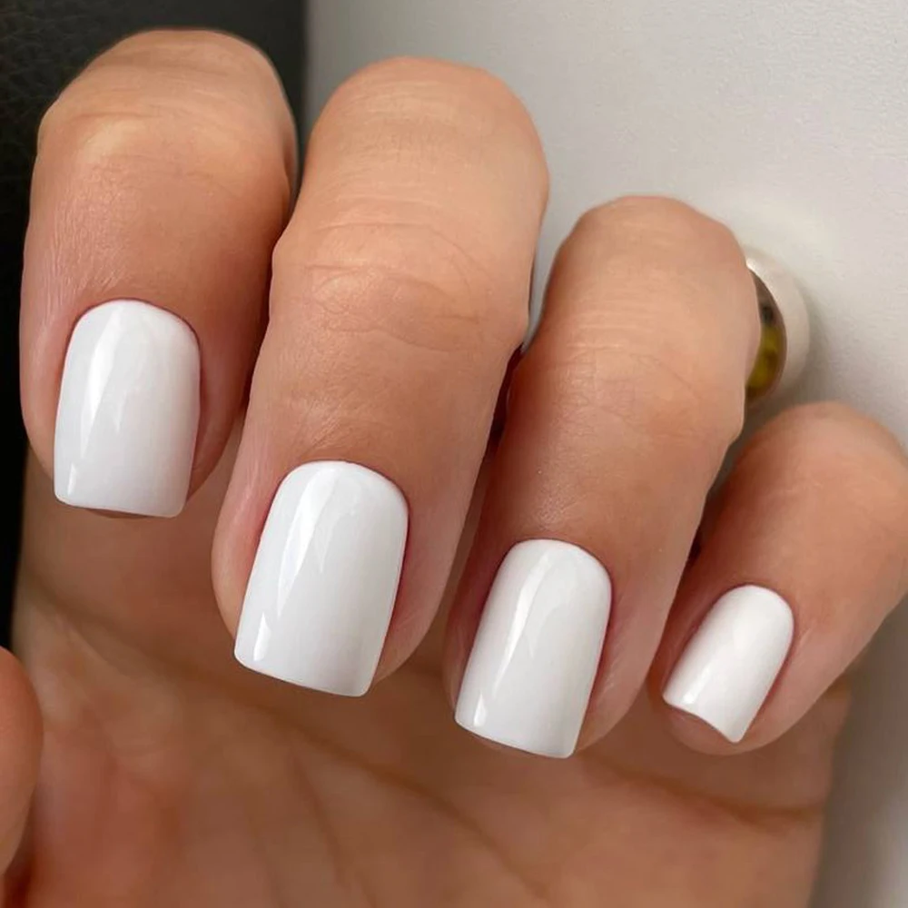Milk White Press On Nails Medium Square Gel False Nails Full Cover Reusable Natural Acrylic Fake Tips Fingernails 100Pcs fake nails false nails nail tips false nail tips