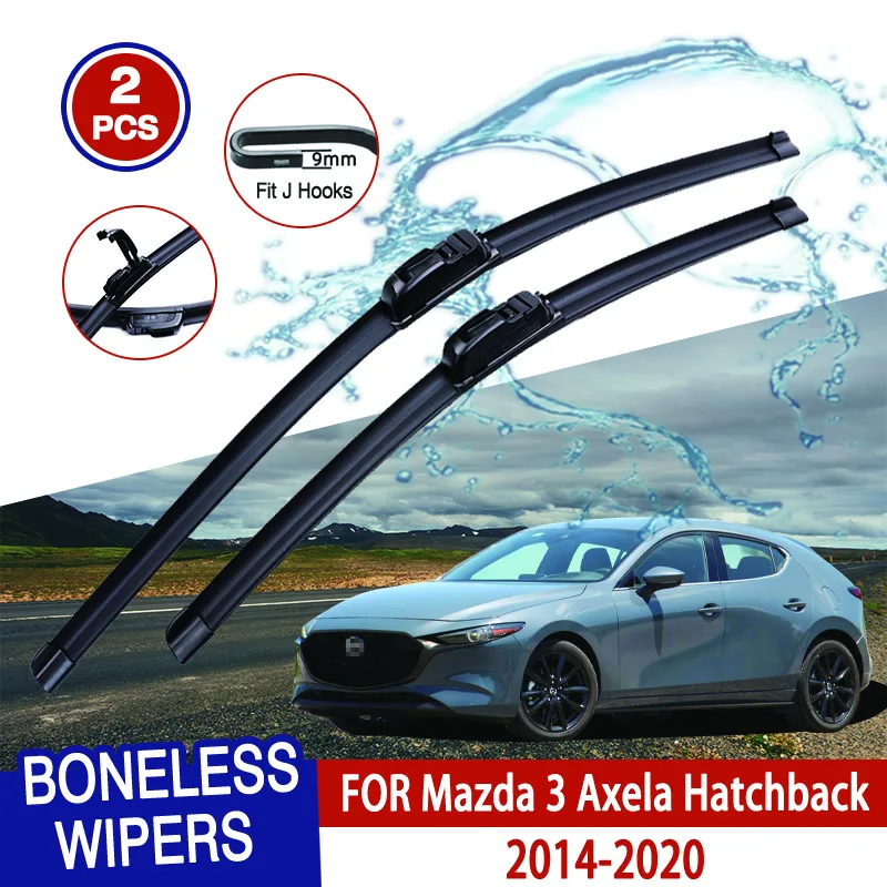 

For Mazda 3 Axela Hatchback 2014-2020 Car Windshield Wiper U-type Soft Rubber Frameless Bracketless Car Wipers 24"+18"