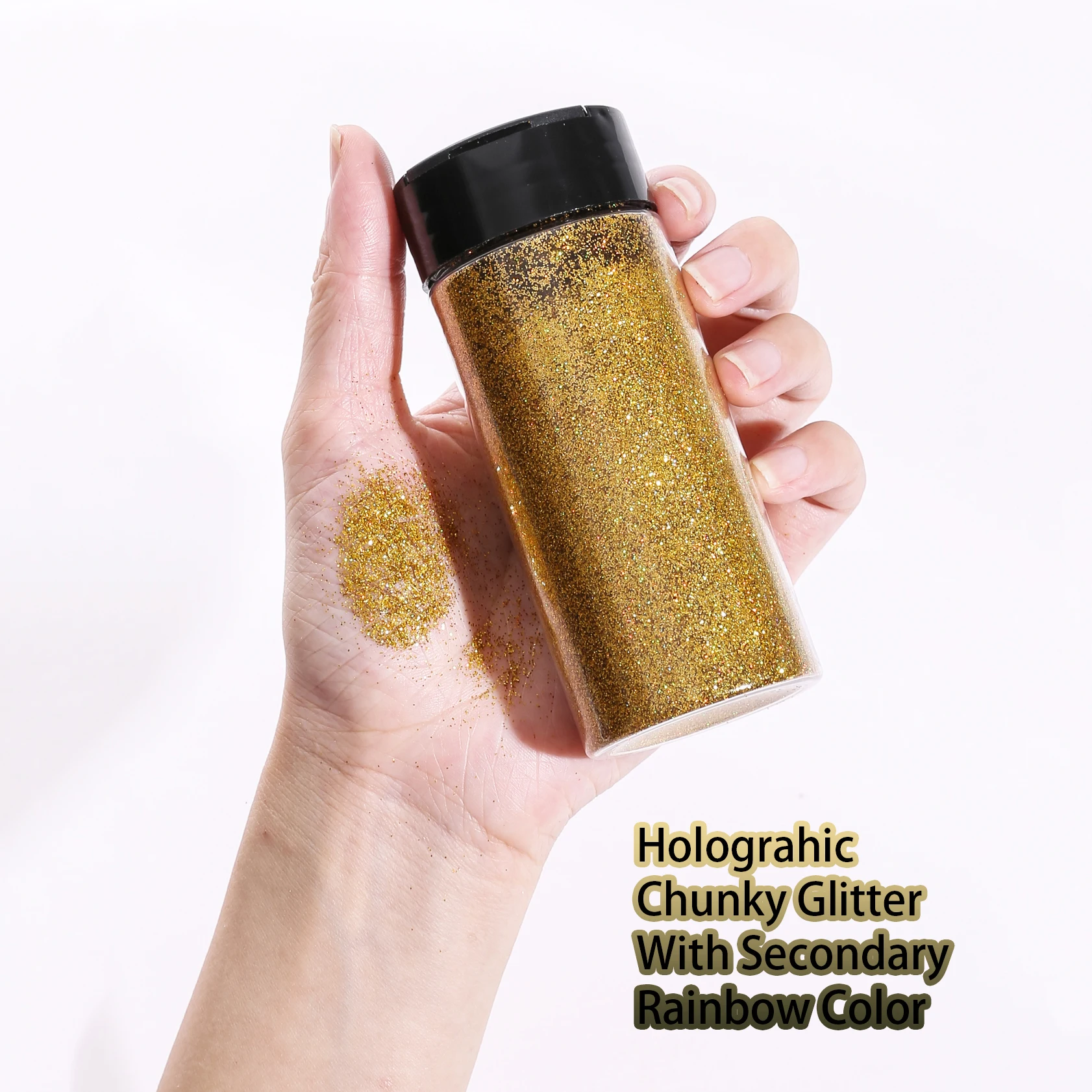 80G/2.8OZ Holographic Ultra Fine Glitter 1/128" Resin Glitter Powder Sequins Flakes Hair Face Bod Nail Glitter
