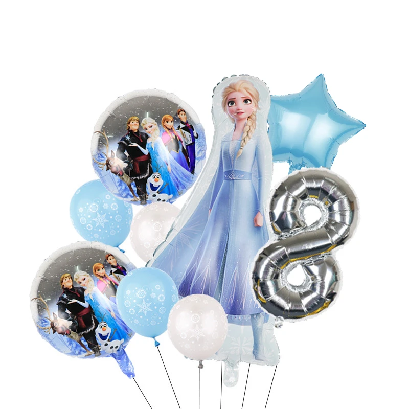 thumbnail image 1 of Decoración para fiesta de cumpleaños de Frozen de Disney, Reina de las Nieves, Anna, Elsa, globo rosa y azul, servilleta de papel, plato, taza, suministros para baby shower para niños, 1 of 5