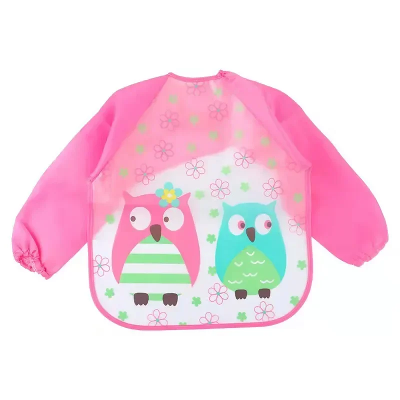 Cute Cartoon Animals Baby Bibs Waterproof Colorful Children Bib Full Sleeve Bibs Children Apron Long Sleeve Feeding Baby