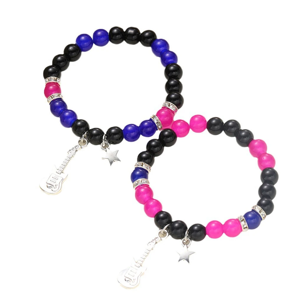 2PCS Matching Elastic Beads Attraction Bracelet Guitar Couple Bracelet Valentine's Day Birthday Gift Jewelry