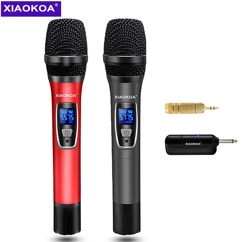 Micrófonos inalámbricos profesionales para canto de karaoke, micrófono  dinámico UHF dual recargable, con receptor UHF de larga distancia, Plug and