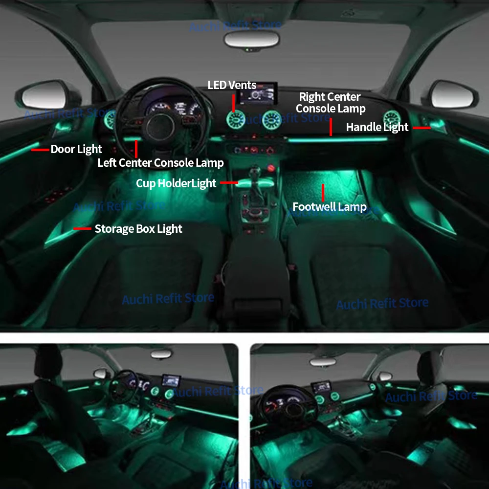 アウディA3S3RS3 8V 8Y 2013-2018MQBLEDエアベントノズルインテリア