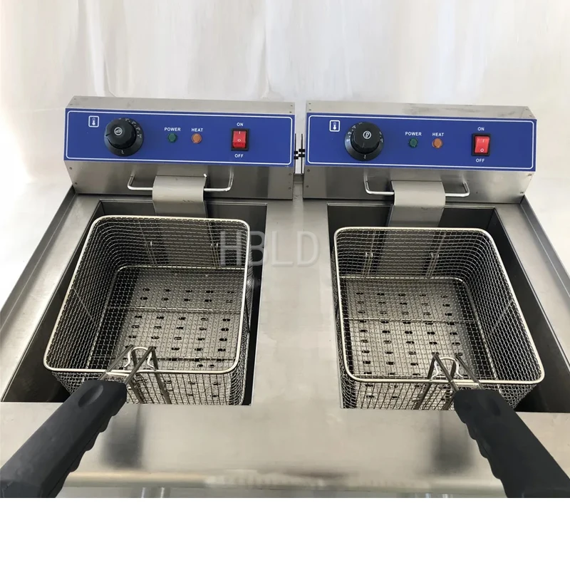 Stainless Steel Commercial Electric Fryer Double Slot Desktop Fryer 3000W