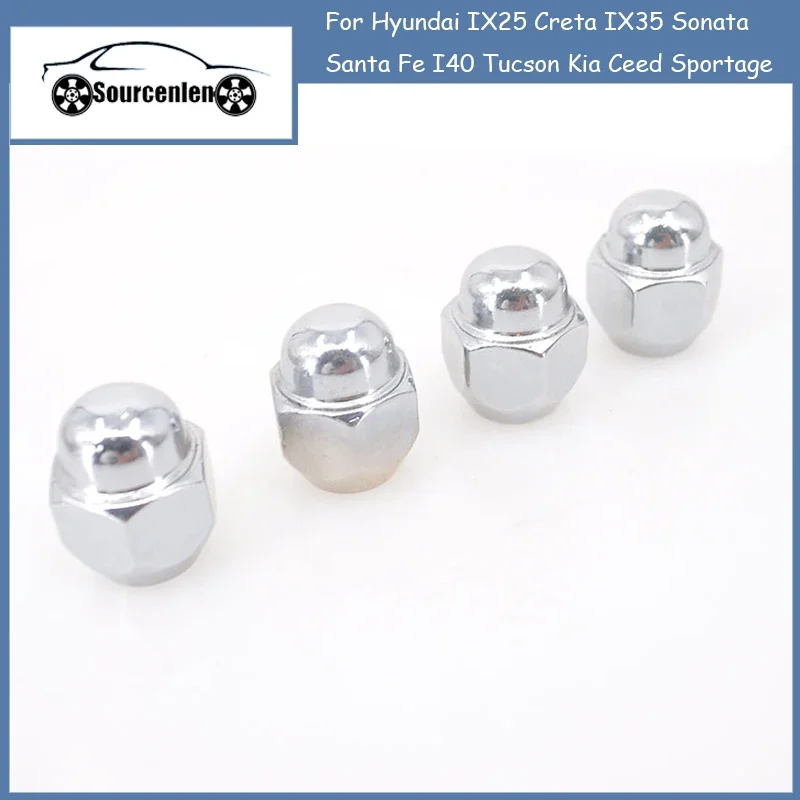 Car Screws Tyre Screw Nut Wheel Nut for Hyundai IX25 Creta IX35 Sonata Santa Fe I40 Tucson Kia Ceed Sportage 5295014140 4 Pcs Auto Fasteners