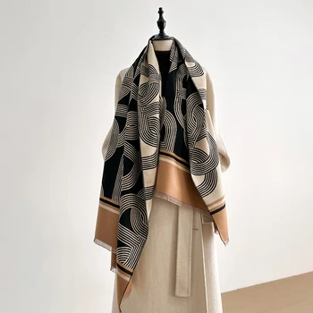 Women Winter Scarf Pashmina Shawls Lady Wraps Thick Warm Striped Pattern Bufanda Echarpe Female Cashmere Imitation Stoles
