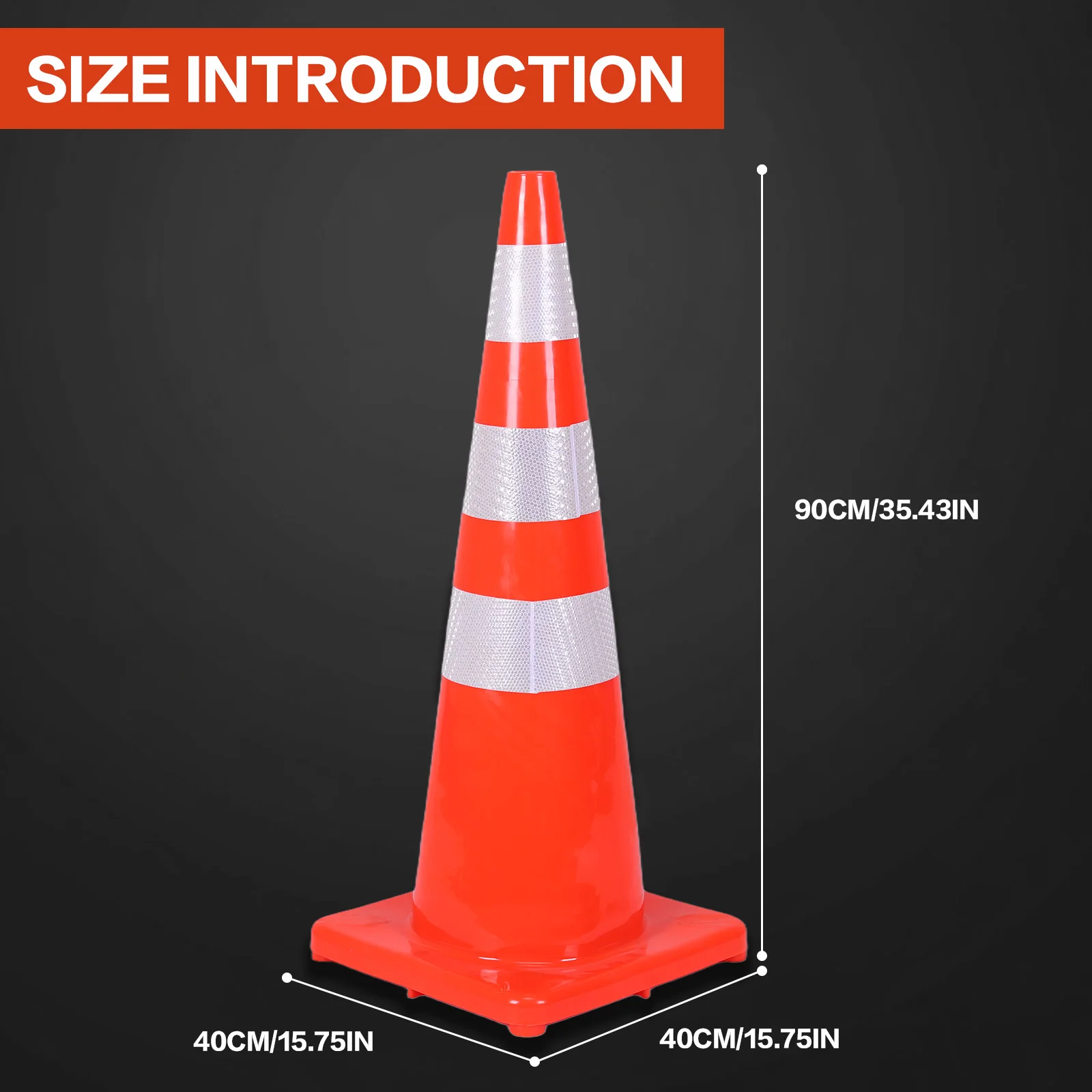 6Pcs 35 Inch Traffic Safety Cones with Reflective Warning Plastic PVC Orange Parking Cones for Traffic Control Parking Lots