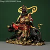 Copper brass Color painted Zhao Gongming buddha statue Chinese folk  God of Wealth sculpture Large size 43cm,32cm 6