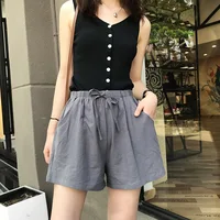 Casual Linen Shorts Women Gym Workout Shorts Cotton Shorts Summer Big Size Loose Home Beach Hot Lace Up Shorts - Image 6