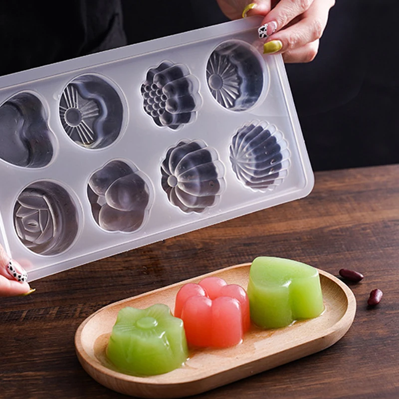DIY 초콜릿 캔디 젤리 디저트 얼음 트레이 만들기, 8 홀 멀티 모양 비누 실리콘 몰드, 비누 공예, 손 선물 만들기