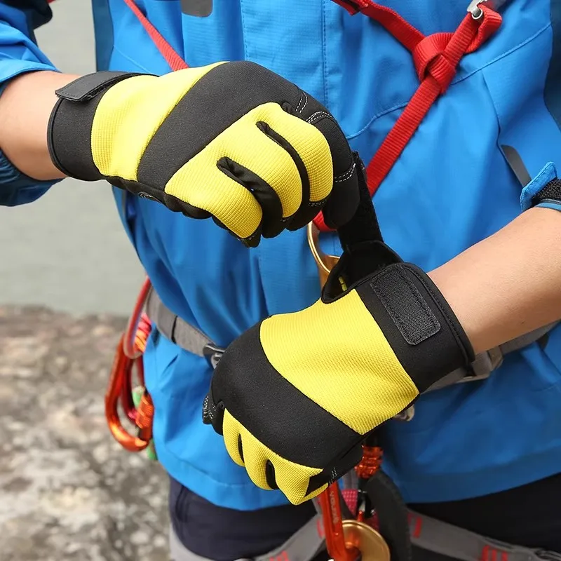 Outdoor Gloves Sports Full Finger Cowhide Rock Climbing Downhill Hiking Anti Slip Wear Resistant Ride Gloves