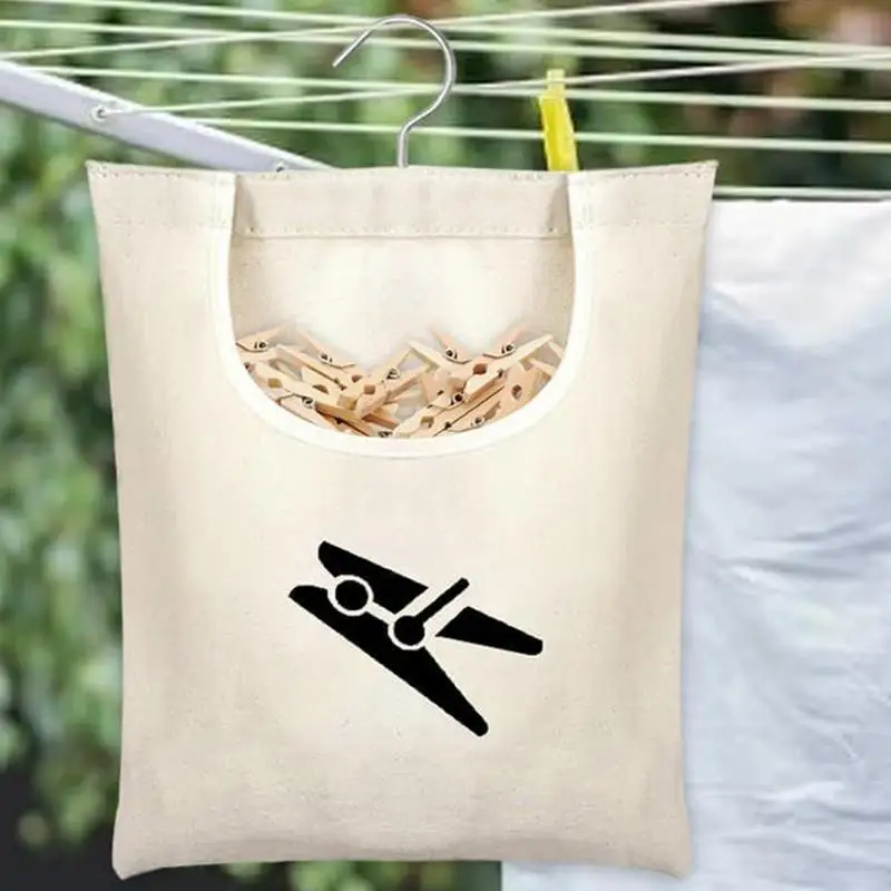 Large Laundry Bag Large Capacity Canvas Laundry Basket Closet Storage Basket Clothespin Bag Organizer For Home Organizing Saving