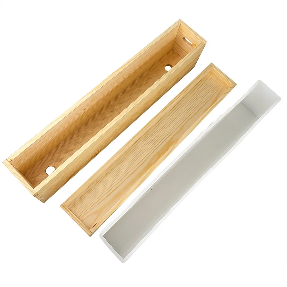 Rectangle Silicone Soap Mold Large Wooden Box Cover Handcraft Soap Making Soy Wax Mould DIY Loaf Cake Toast Baking Supplies