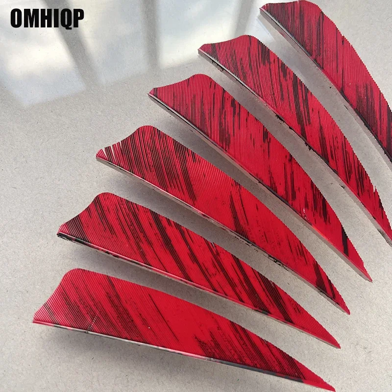 

50Pcs 3inch Right/Left Wing Shield Cut Archery Arrow Feather Natural Turkey Plumes Fletching Red Ink Design