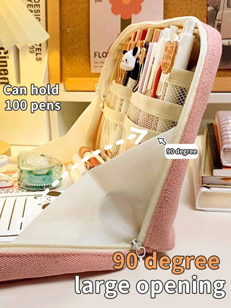 1PC StationeryBag 연필 케이스 대용량 연필 케이스 휴대용 연필 케이스 편지지 상자 화장품 휴대용 선물 적합한 F