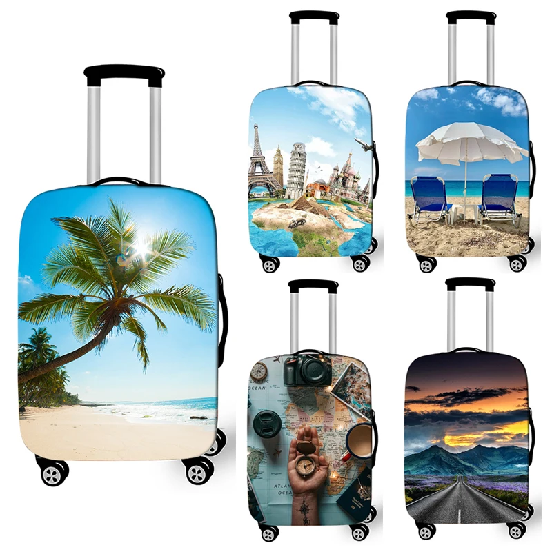Tropical Beach Luggage Covers Elastic Highway Suitcase Protective Covers For Travel Accessories Anti-dust Trolley Case Cover