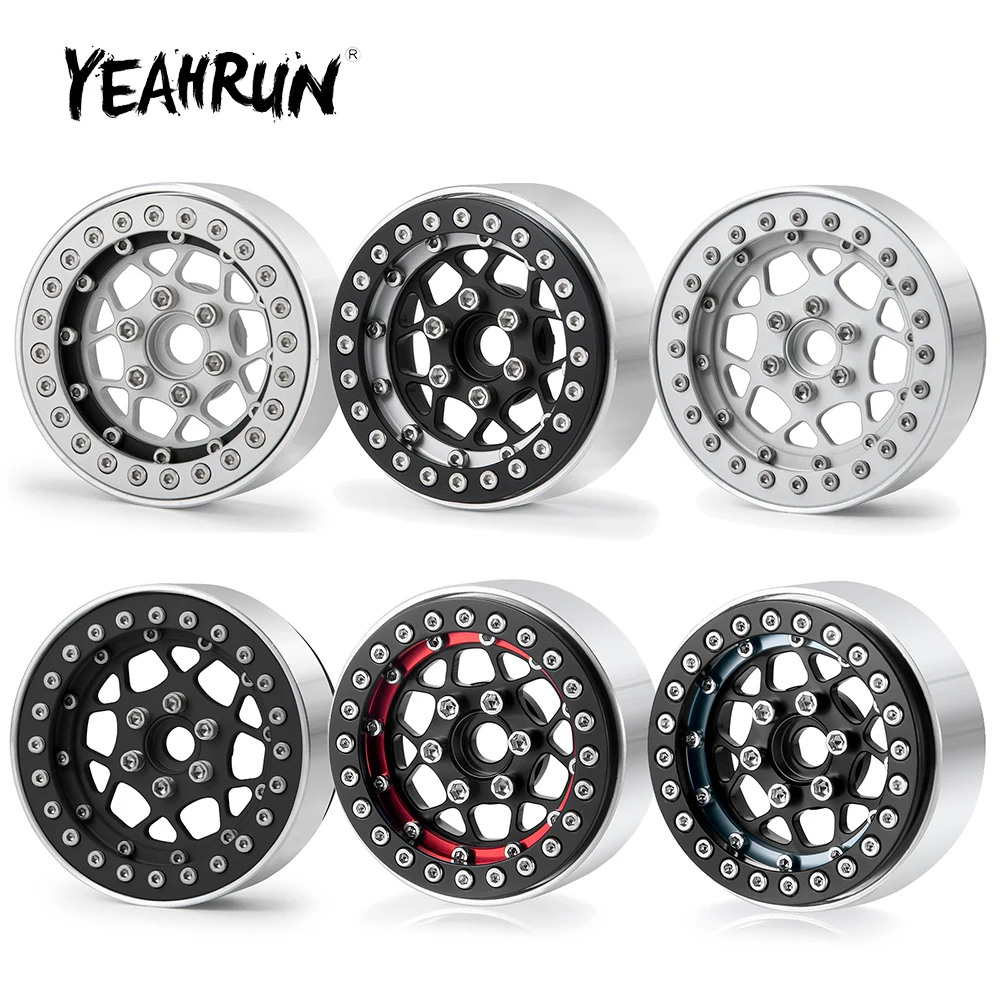 4-Piece Metal Beadlock Wheel Rims For 1/10 RC Crawlers - Fits Axial Wraith, TRX-4, D90