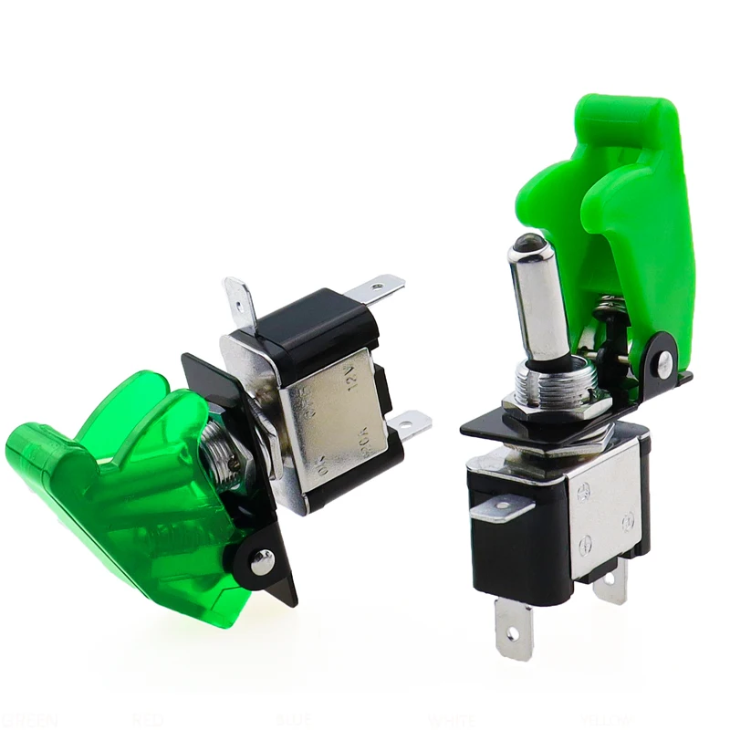 Auto Car Boat Truck Illuminated Led Toggle Switch Safety Aircraft Flip Up Cover Guard Red Blue Green Yellow White 12V20A