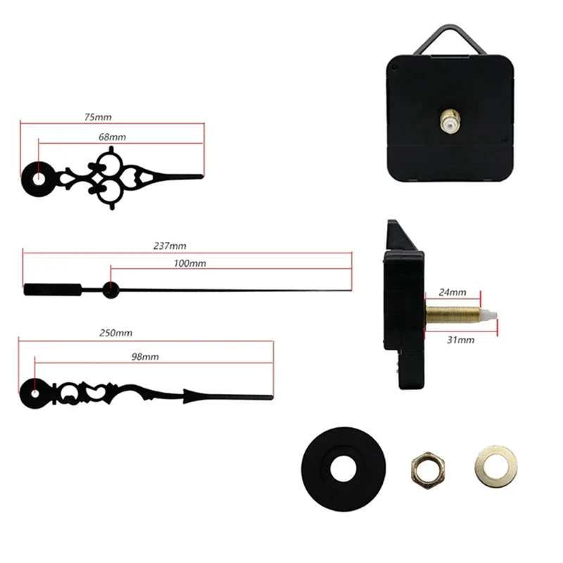 ABYN-15Pcs 31MM Long Shaft DIY Quartz Clock Movement Mechanism Motor Kit For Clock Repair Tool Parts DIY Replacement A