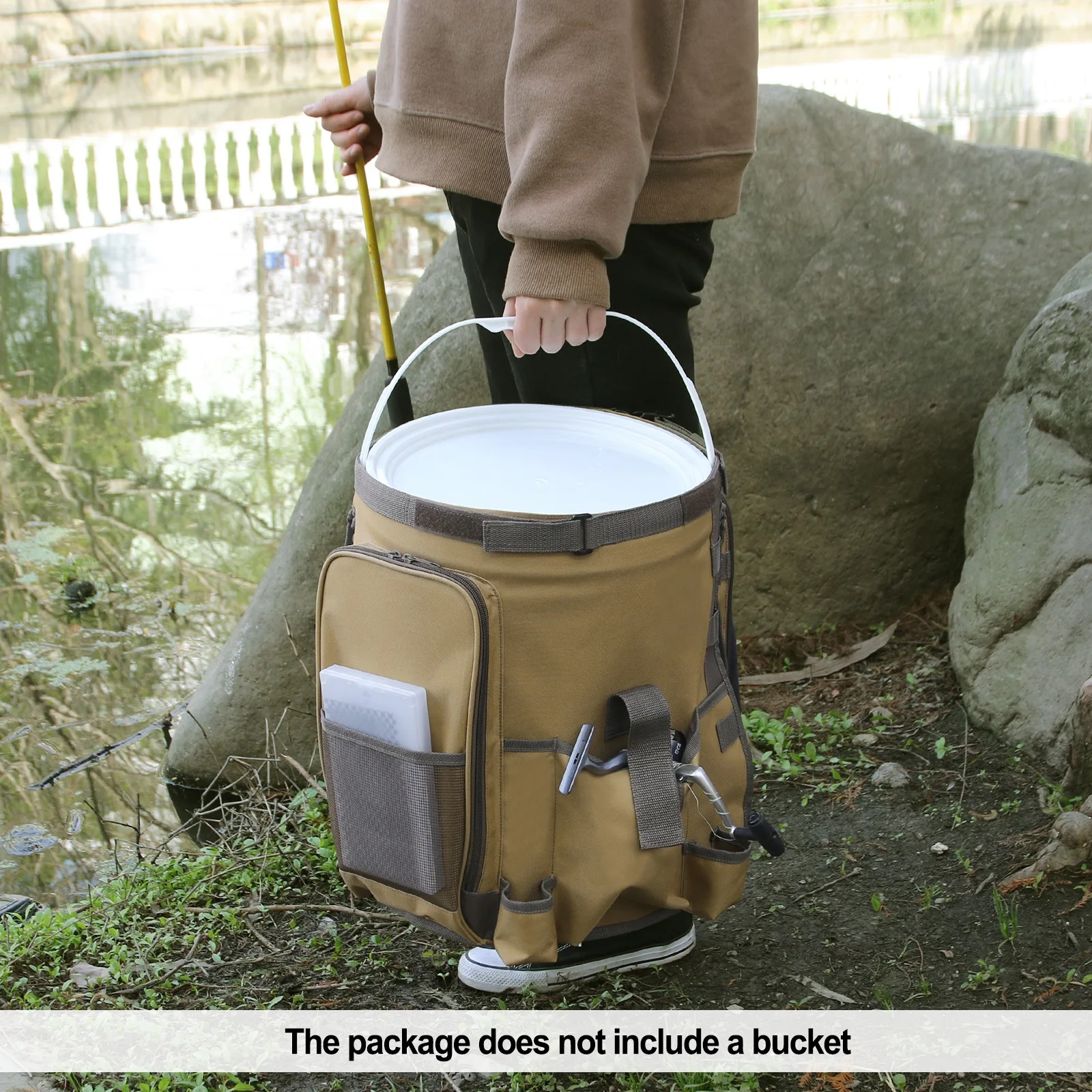 

Storage Bag Fishing Tackle Bag 210D Lining 600D Encrypted Camping Folded Gardening Hooks Multiple Compartments
