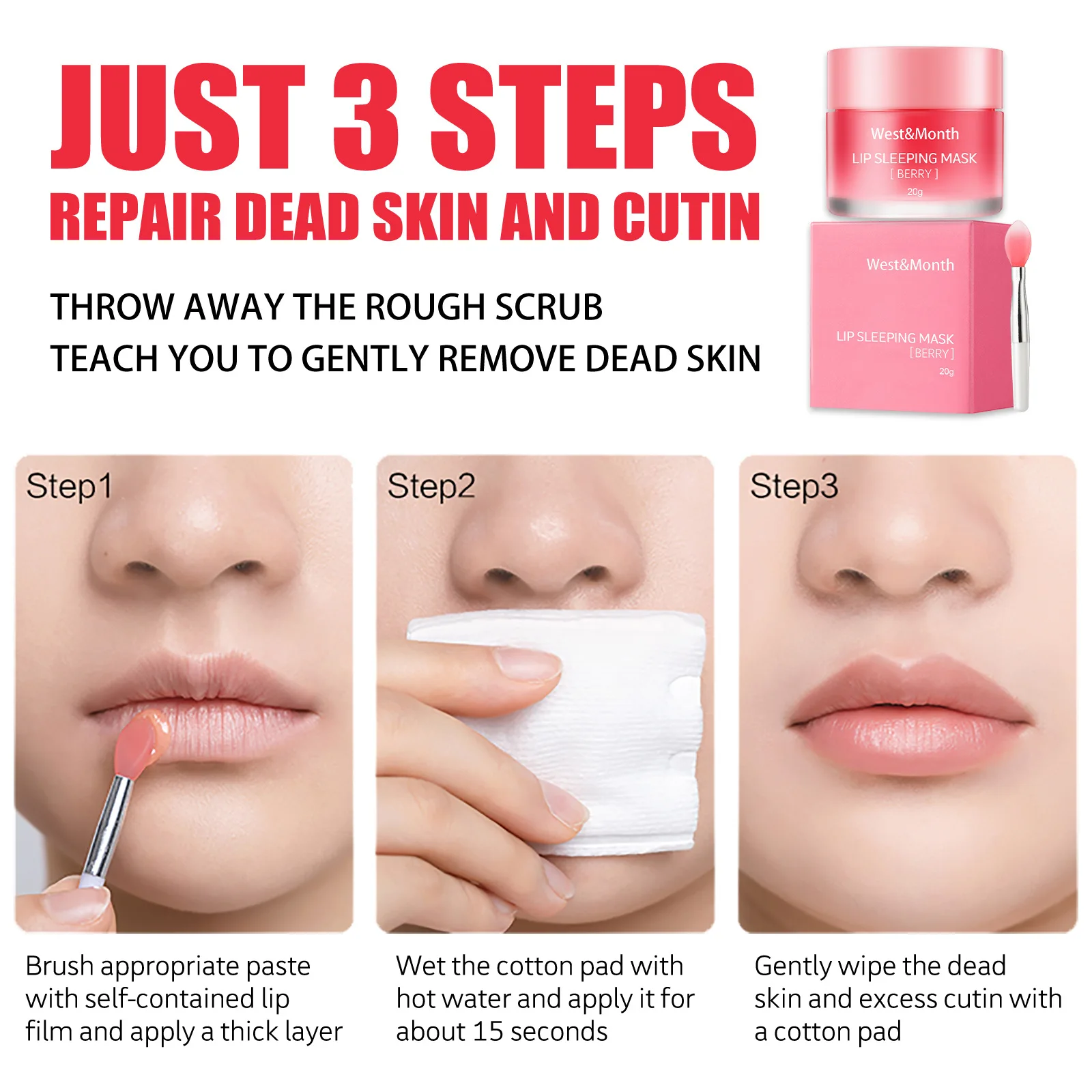 Lip Sleep Mask Moisturizing Nourish Repair Hydrated Fade Lip Lines Anti-cracking Day And Night Nourish Pink Lips Lippy Balm 2