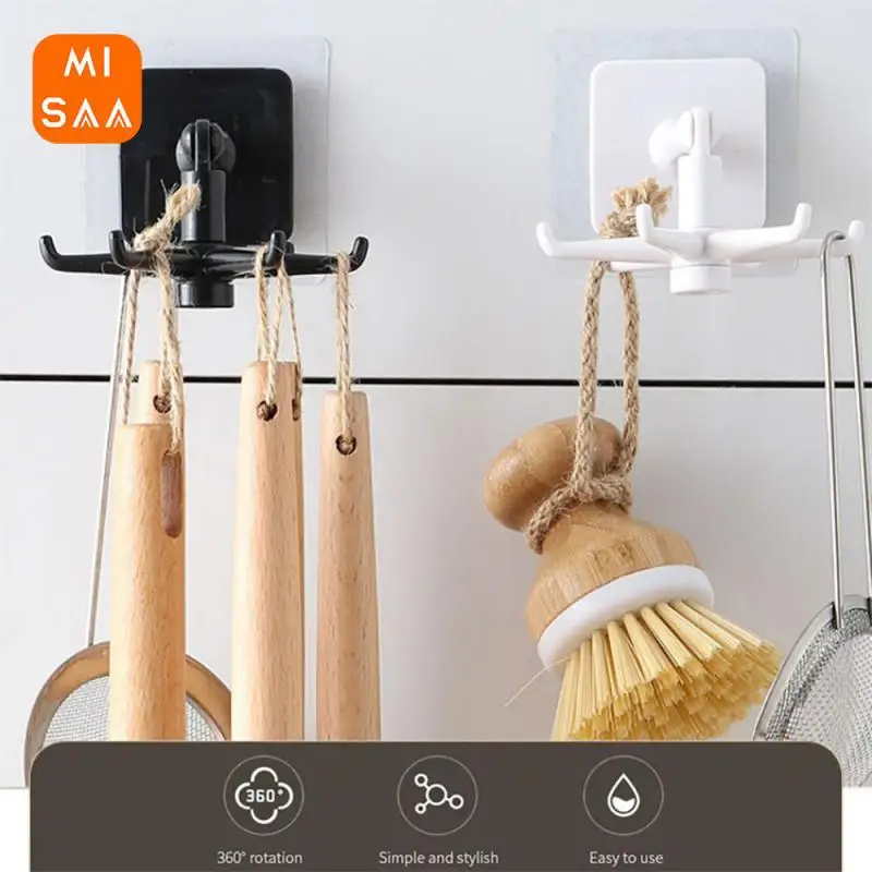 

Hook Sticker Can Be Rotated 360 Degrees Oversized Weighing Kitchen Home Kitchen Bathroom Six-claw Hook Traceless Hook Punch-free