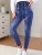 Elegant And Fashionable Denim Inspired Elastic Sports Leggings With Square Holes For Fitness Running Women's Sportswear