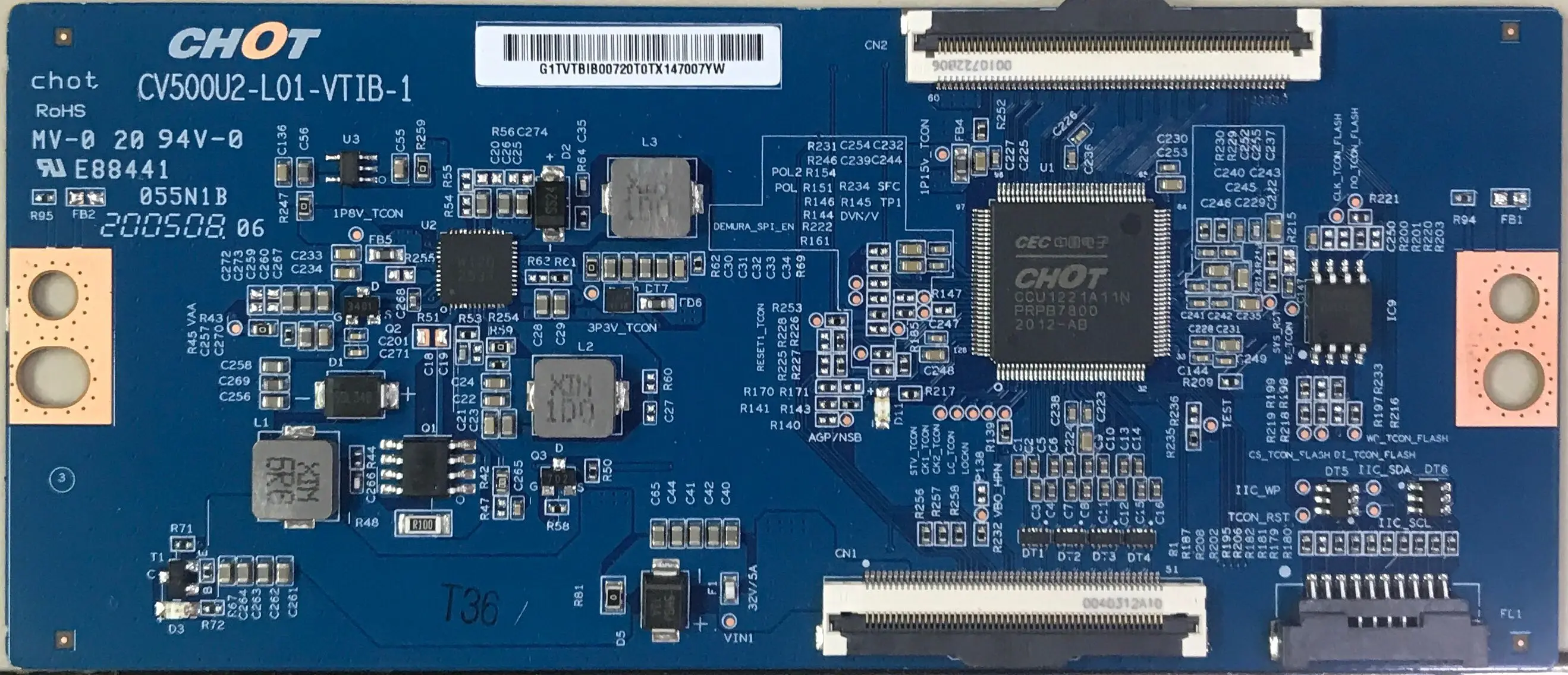 

Free shipping! CV500U2-L01-VTIB-1 Single port 60PIN Rainbow screen logic board LED TV T-CON