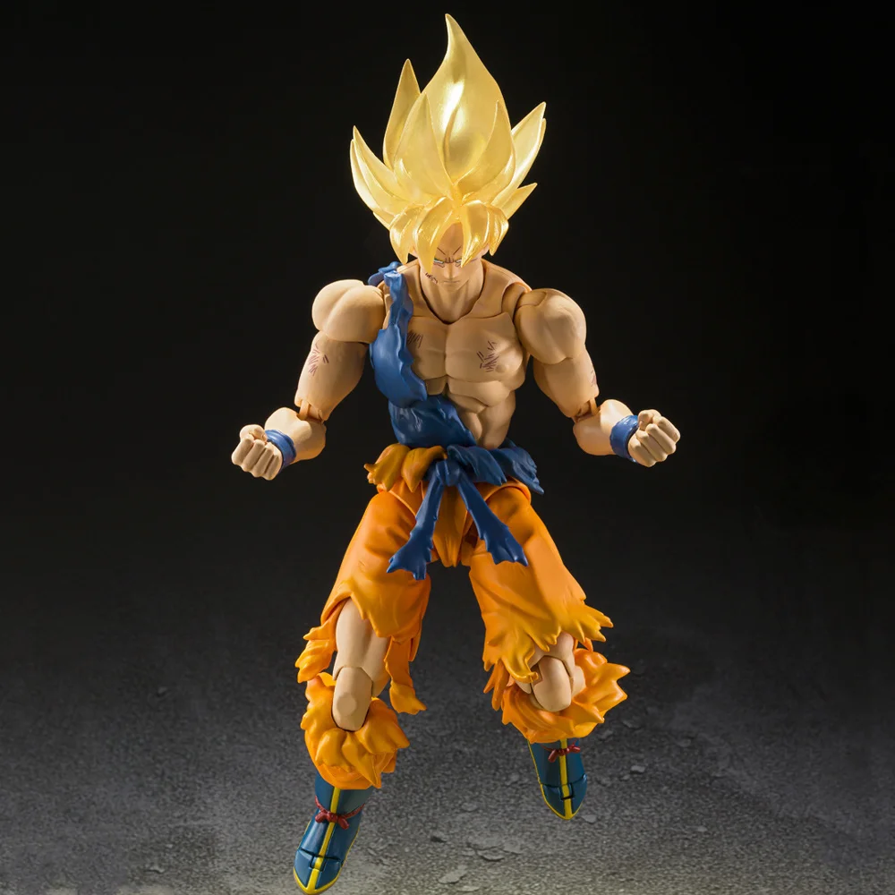 

14cm Original S.H.Figuarts Dragon Ball 15th Anniversary Son Goku Super Saiyan Action Figure Battle Damage Form Model Doll Toys