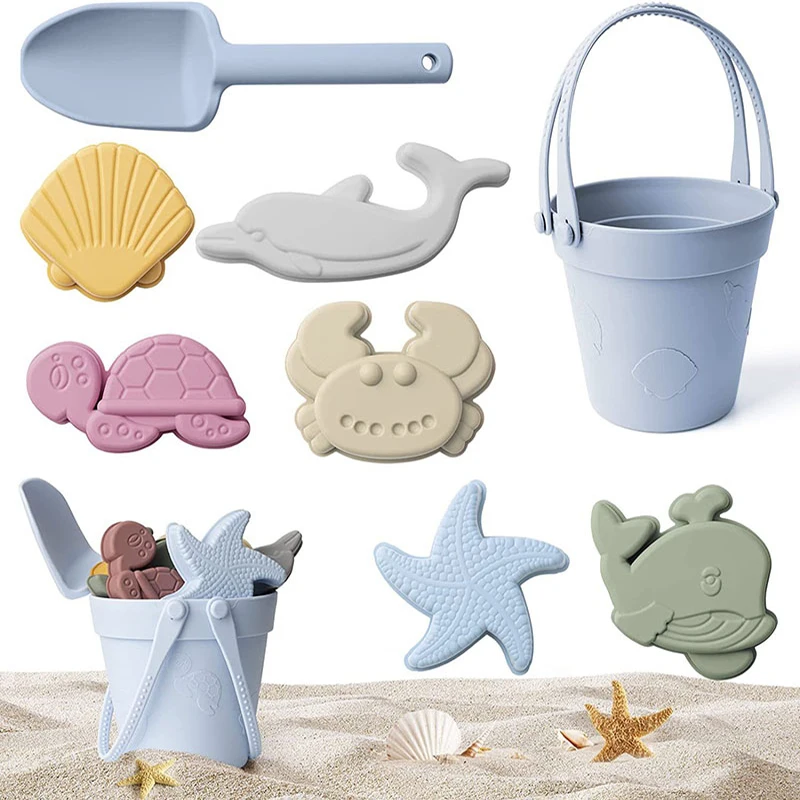 Summer Beach Bucket Toy Water and Sand Playing Toys Soft Silicon Sand Set Beach Game Parent-Children Interactive Tools 4-6 Years 5