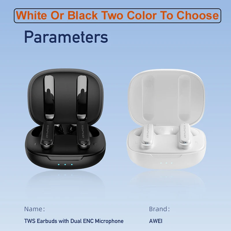 Awei T36Pro ENC Earphone Wireless Headphone Bluetooth 5.3 with Mic ENC Noise Cancellation HiFi True Wireless Earbud 300mAh