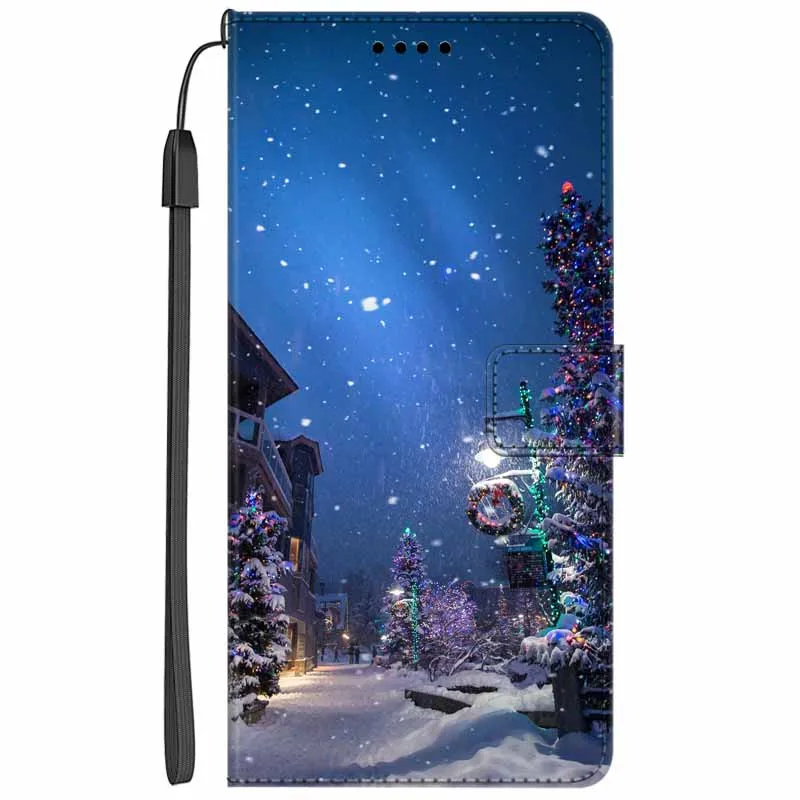 Elegant Leather Flip Wallet Cover - Premium Phone Case with Cat Design