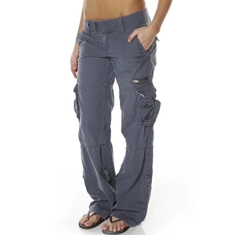 Women's Multi-pocket Casual Loose Straight Leg Cargo Pants Wide Leg Casual Loose Straight Leg Cargo Pants Ropa Mujer Juvenil