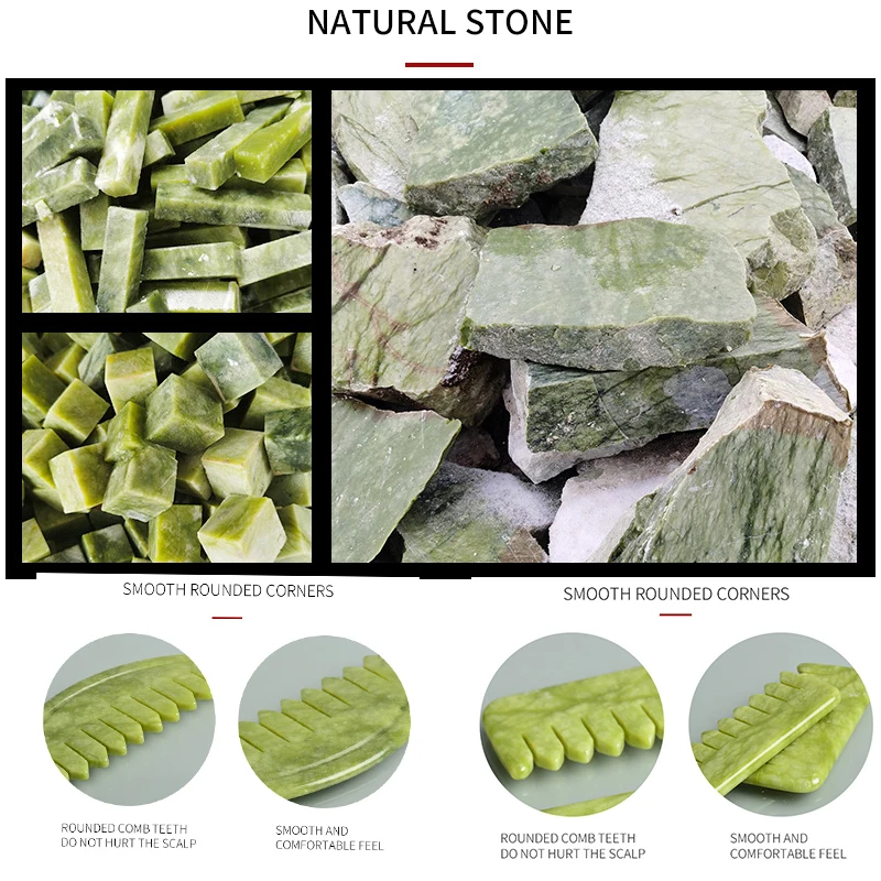 Natural Jade Comb Gua Sha Board Jade Massager For SPA Acupuncture Body Scraping Gouache Scraper Facial Skin Beauty Tool 5
