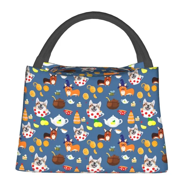 

Funny Corgi Dog Insulated Lunch Bags for School Office Lover Mad Hatters Resuable Cooler Thermal Lunch Box Women