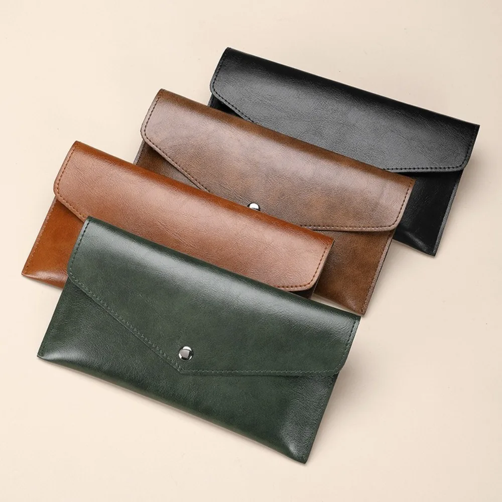 New PU Leather Wallets Large Capacity Portable Business Card Case Receipt Storage Bag Gift