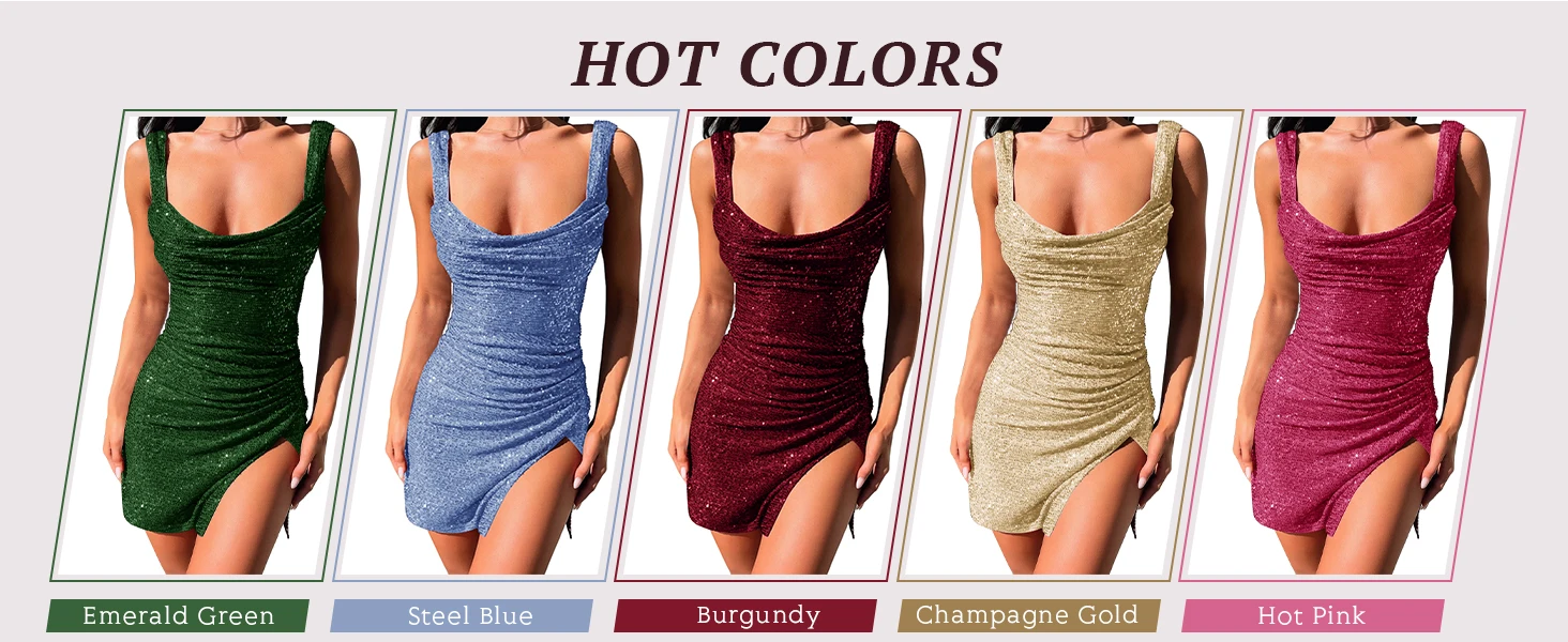 Vestidos de fiesta cortos con lentejuelas brillantes para adolescentes, con abertura en la espalda, formales, para graduación y cóctel