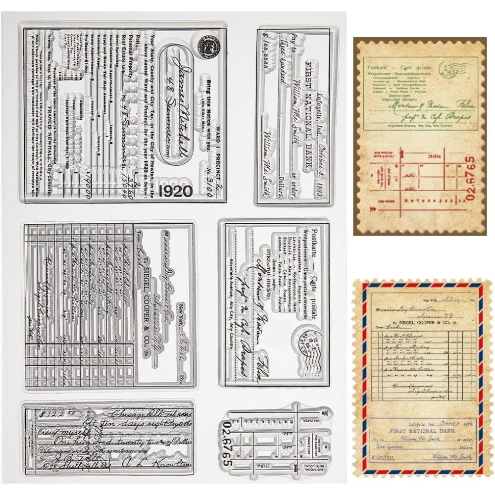 Clear Rubber Stamps 1pc Vintage Letterhead Words Background Reusable Retro Transparent Silicone Stamp Seals for Journaling