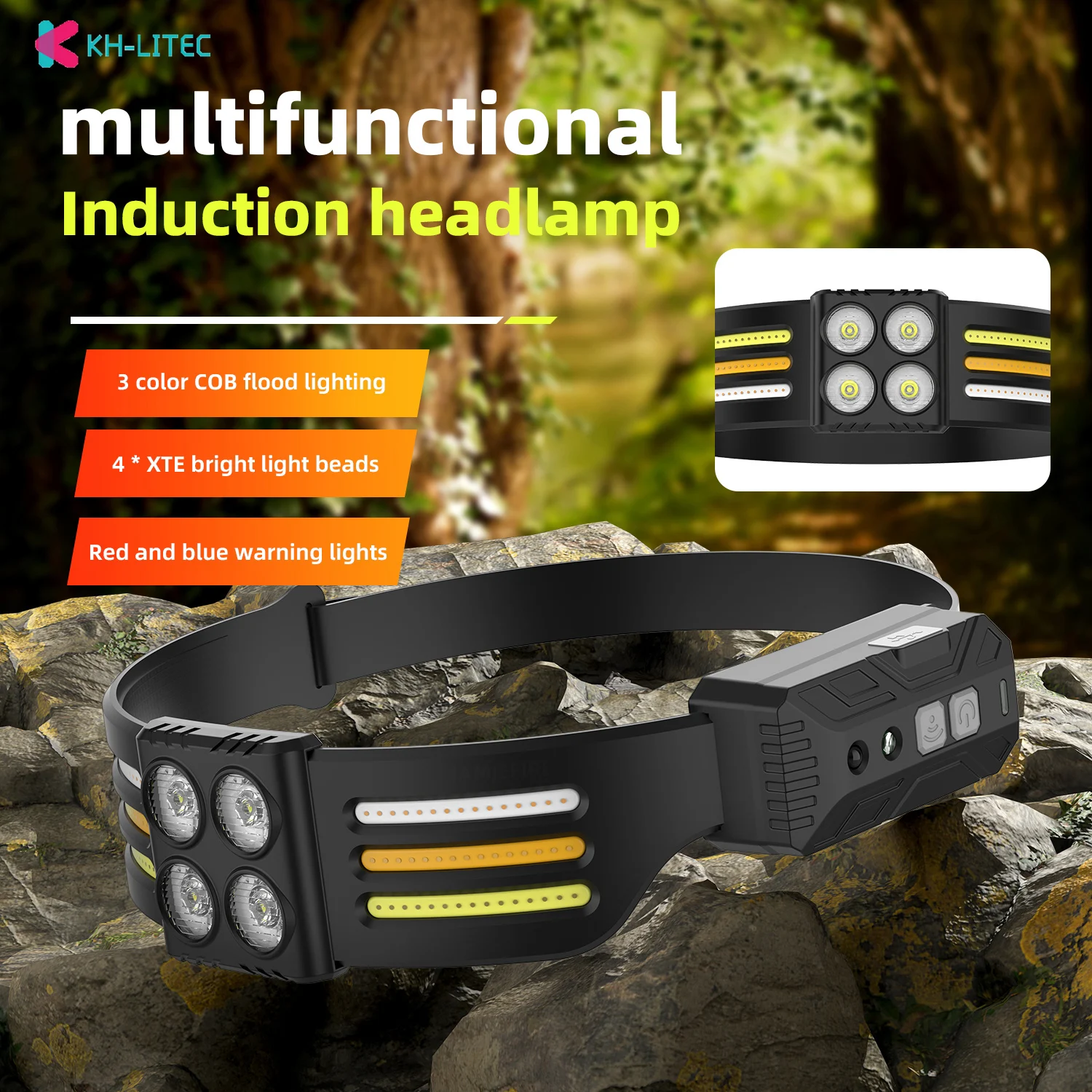 

LED Induction Headlamp Camping Search Light USB Rechargeable Headlight Led Head Torch Work Light With Built-in Battery