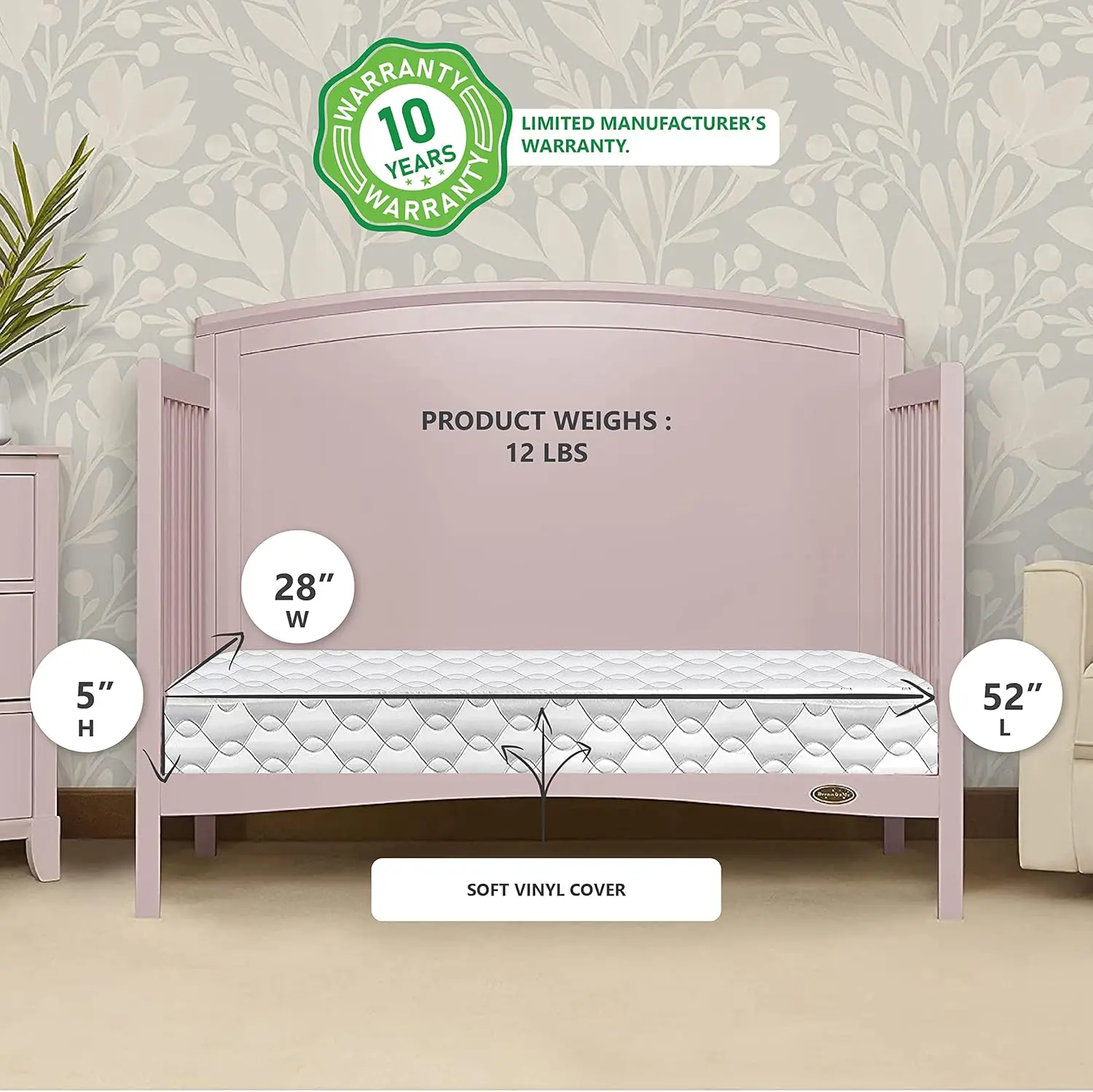 Coil Crib and Toddler Mattress with Waterproof Cover Greenguard Gold & JPMA Certified easy to clean and maintain 3