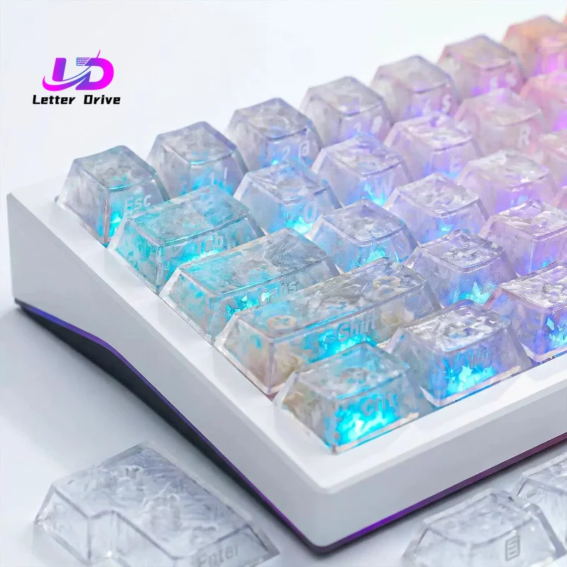 New Black White Carbon Fiber Texture Keycaps Cherry Profile PC keycaps Side Print Transparent Keycaps For MX Mechanical Keyboard
