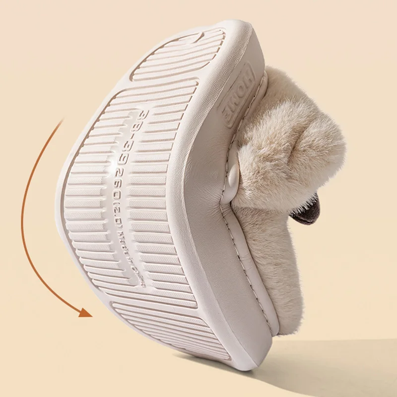 Cartoon Capibala Fluffy Slippers Women Comfortable Soft Sole Cotton Padded Shoes Woman Indoor Non Slip Warm Plush Slides Female