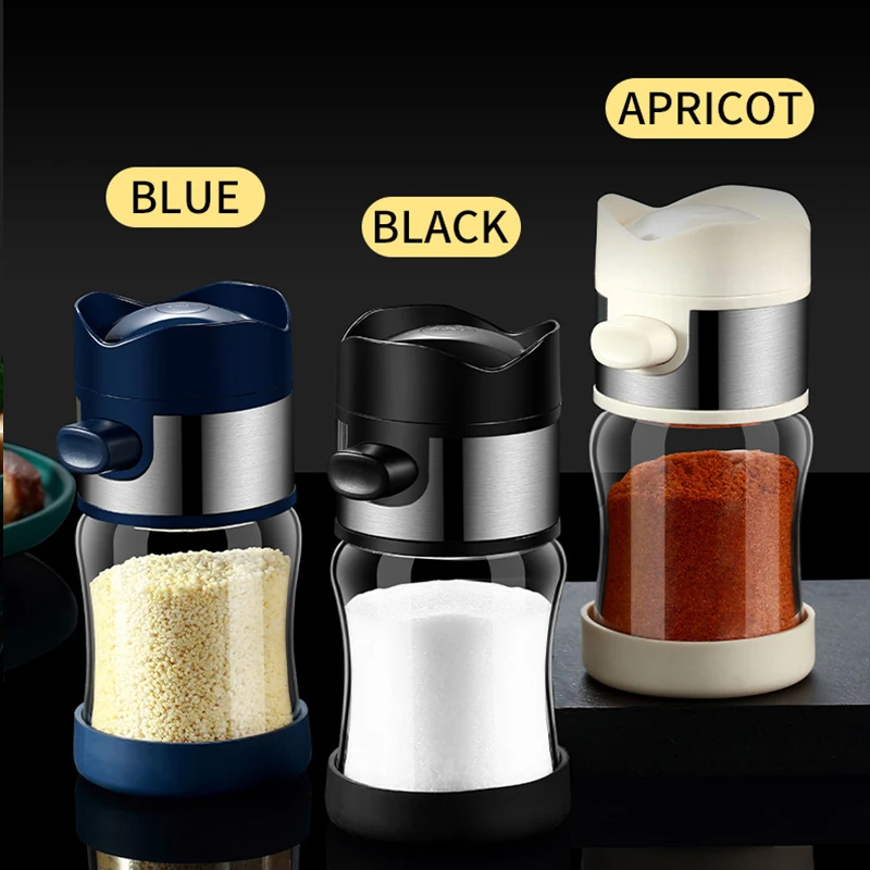 0.5g Metering Salt Shaker Press Type Dispenser Sugar Spice Pepper Seasoning Bottle Kitchen Quantitative Sprinkle Salt Tool