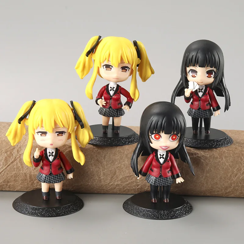 

4Pcs KAKEGURUI Action Figures New Anime Cartoon Jabami Yumeko Meari Saotome Q Edition Model Toys PVC Collectible Dolls Ornaments