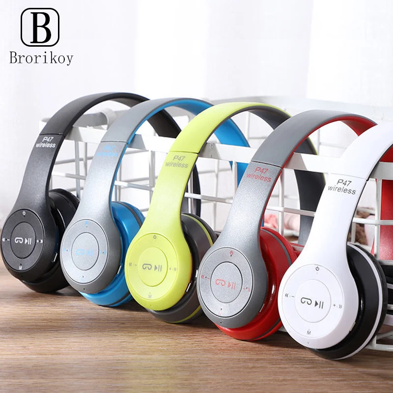 Фото Беспроводные наушники P47, Bluetooth 5,0, складные Hi-Fi стереонаушники с басами для музыки, игровые детские наушники для девочек, для iPhone, XiaoMi №1