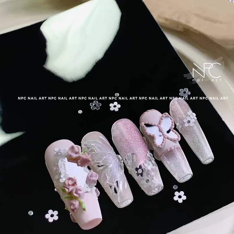 Soft Mirror Heart Nail Art 3D Stickers 1 Sheet