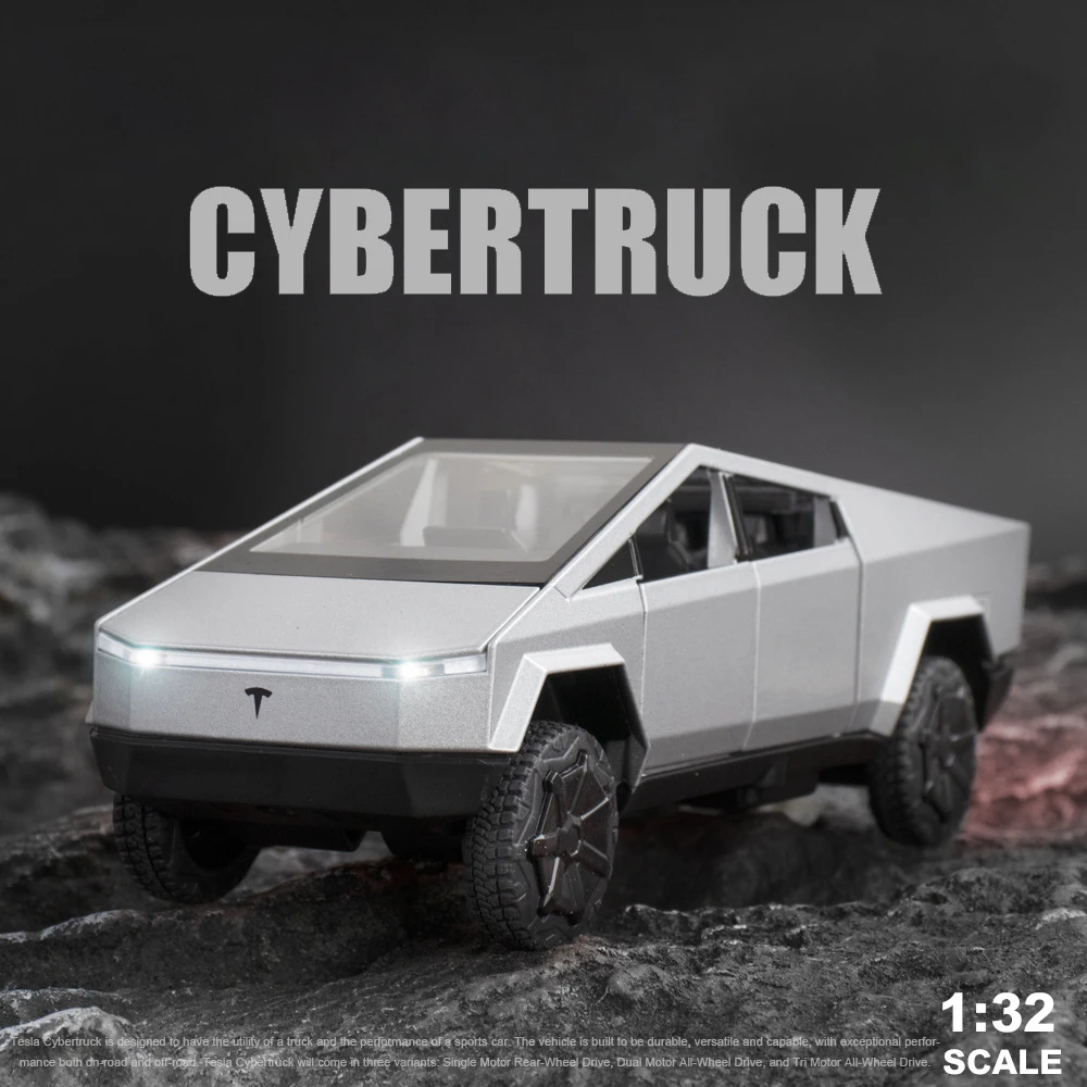 

Пикап Cybertruck 1:32, модель автомобиля из литая под давлением, миниатюрный металлический автомобиль, сборный автомобиль на день рождения, новый подарок, грузовик-фургон, игрушка для мальчиков