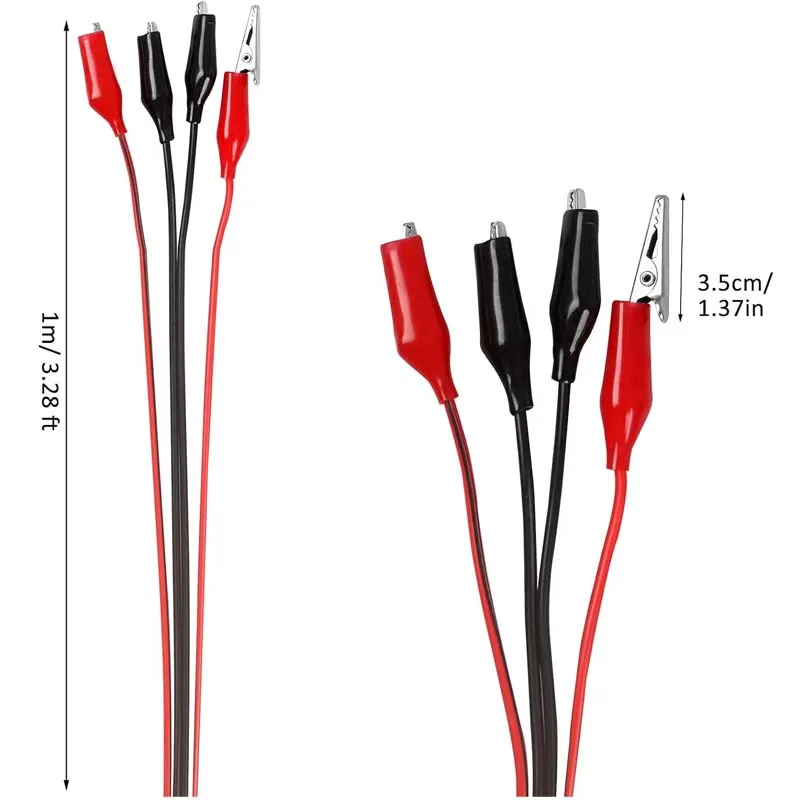 Alligator Clips Electrical Insulated Test Leads Stamping Double-ended Jumper Wires 4 pairs 1M
